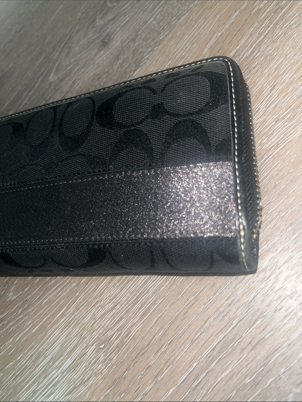 Coach Legacy Stripe Black Silver Gray Canvas Long Wallet Zip Around Signature Cc - Picture 8 of 10